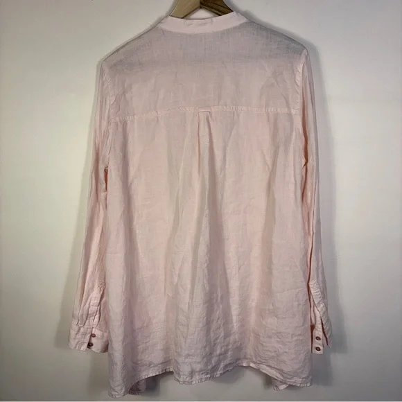 Eileen Fisher 100% Organic Linen Pink Button Down Tunic Top - Picture 6 of 8